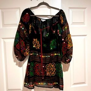 Juliet Dunn Embroidered linen Tunic